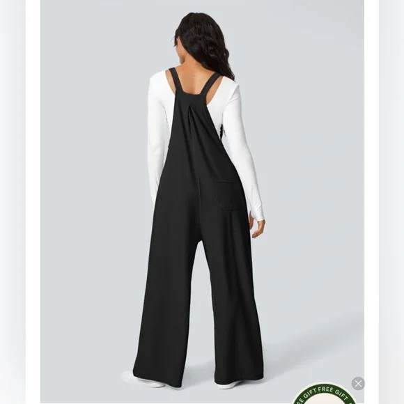 Halara Black Waffle Women's Wide-Leg Jumpsuit - Picture 2 of 7